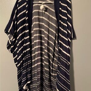 LOFT Navy and White Striped Cardigan